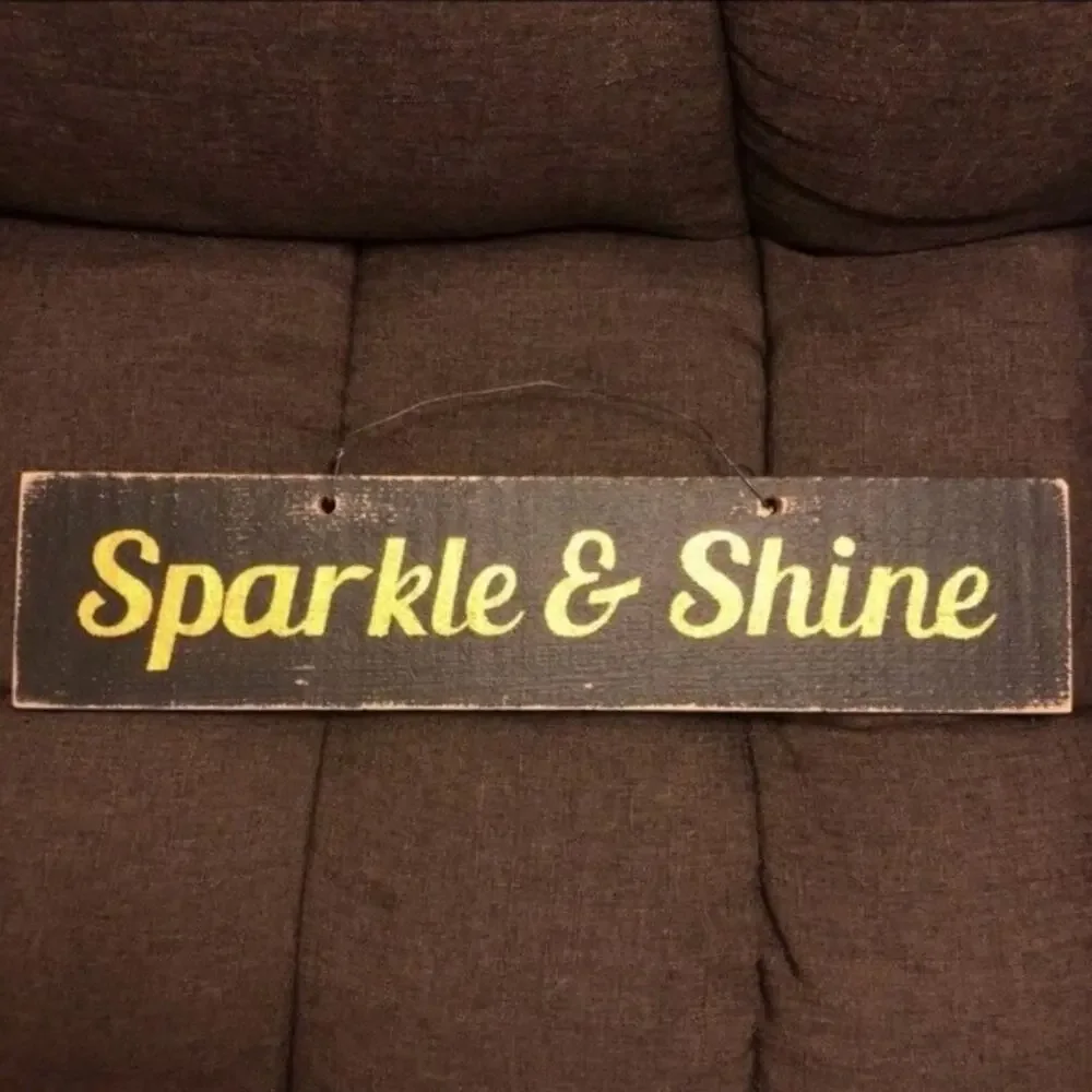 Tilly's Sparkle & Shine Yellow & Brown Rustic Wooden Artsy Sign Decor